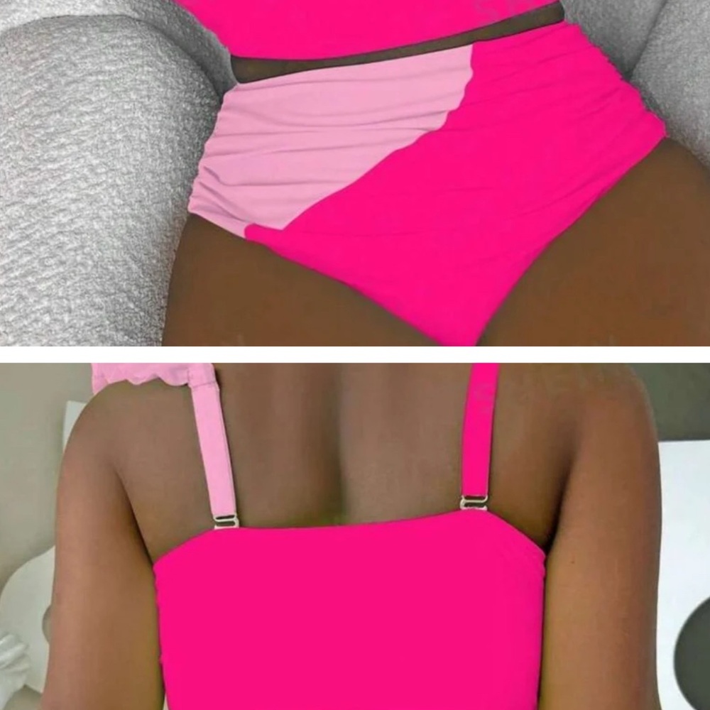 Pink and Light Pink Two-Piece Swimsuit